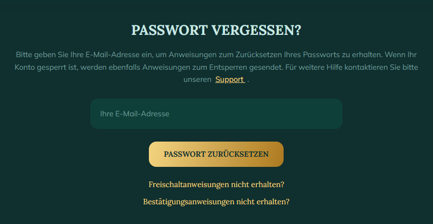Royalen Passwort zurücksetzen E-Mail eingeben